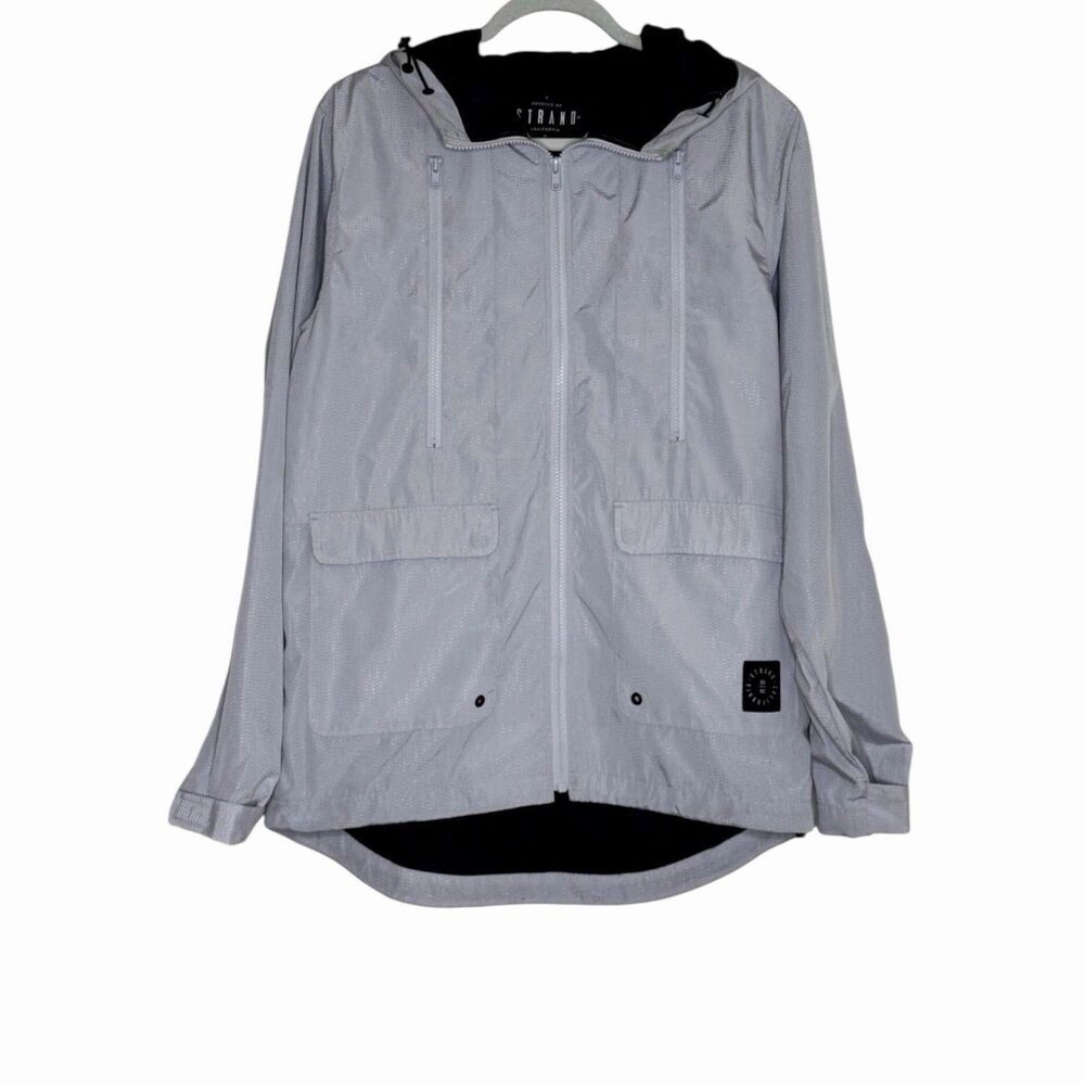 Strand California Mens Hooded Jacket Windbreaker Gray M bv